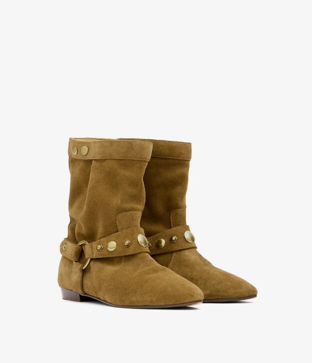 STANIA BOOTS stania flat-heeled suede calfskin leather boots