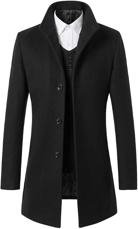 Fashion Men's Winter Jacket With Front Buttons And Side Pockets Elegant Business Style
